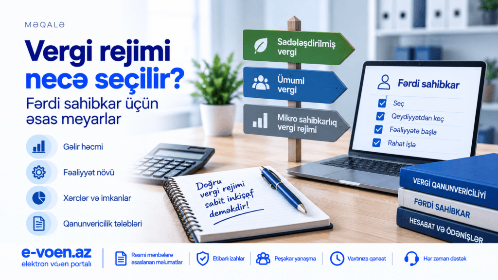 Vergi rejimi necə seçilir Fərdi sahibkar üçün əsas meyarlar